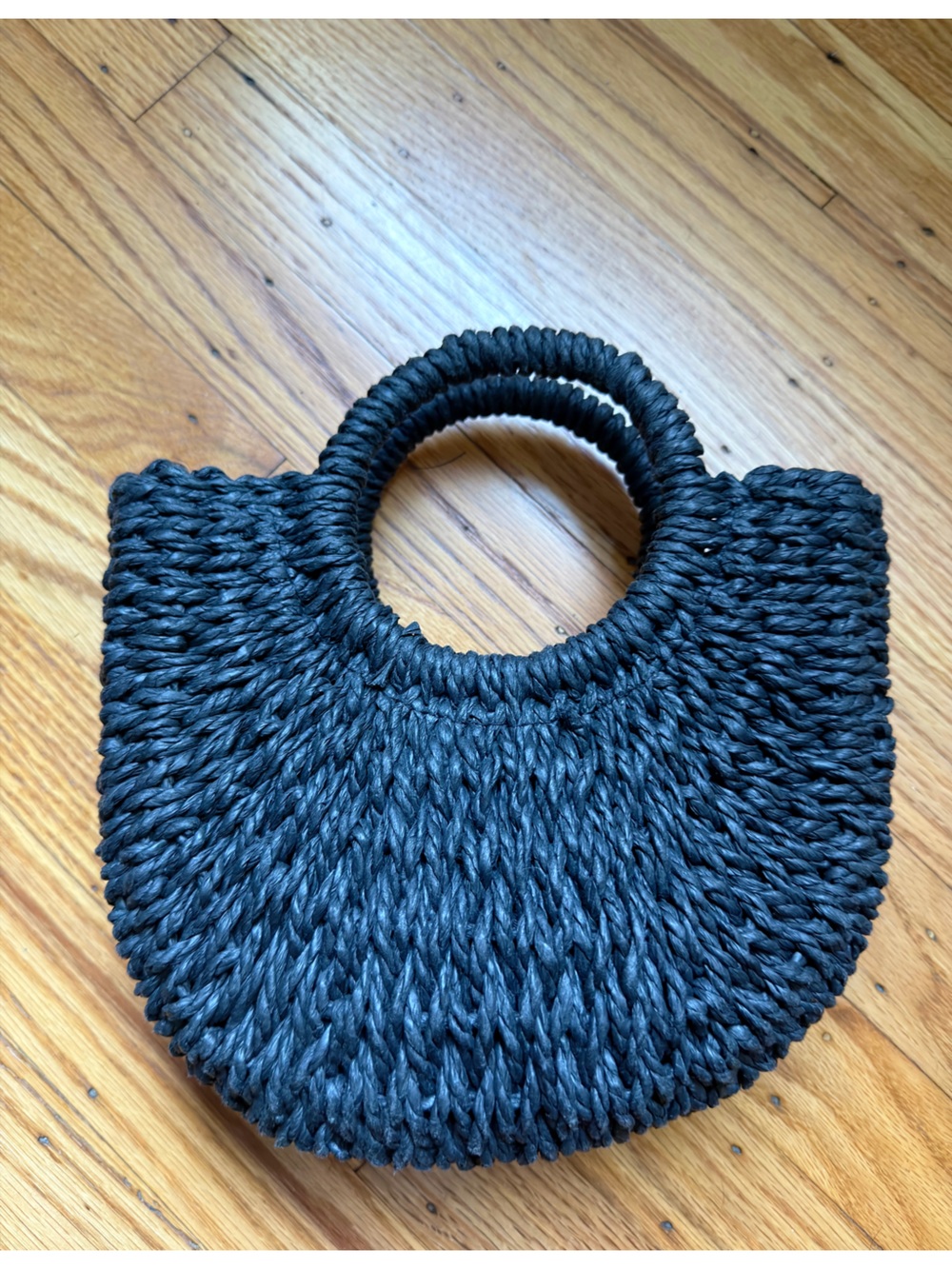 Source Unknown Black Woven Round-Handle Tote